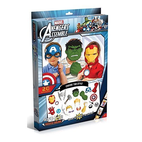 Marvel Avengers Iron Man, Thor, Hulk und co. Partyfun und Partygag / Selfie / Photo Verkleidungs Kit / Masken am Stab mit Zubehör