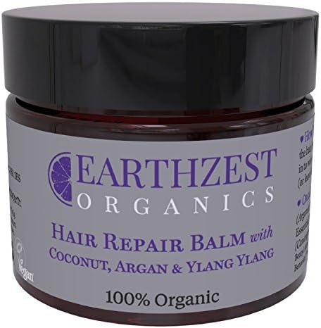 Hair Conditioning Mask - As Seen in Daily Mail - 100% Organic Fast Acting Repair Conditioner With Coconut and Argan Oil. Everyday Moisturiser to Nourish, Protect, Smooth, Re-Balance & Restore Shine, Volume & Elasticity. Use as Deep Rescue Treatment Overnight - Best For Afro, Coloured, Curly, Dry & Damaged Hair. Helps to Heal & Soothe Your Scalp. Sulphate/Sulfate Free. Highly Effective & Concentrated (use a Nail Size Amount). By Earthzest Organics - 50ml - Ideal Gift - Love it or Your Money Back!