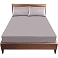 Luxury Elasticated Corner Deep Fitted King Size Sheet, Non Iron Extra Deep Breathable King Size Fitted Sheets (25 cm), Ultra Supersoft Polycotton Plain Dyed Bed Sheets, Grey