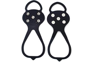 LICHENGTAI Universal Non-Slip Gripper Spikes, Grippers Spikes Anti-Slip Over Shoe, Ice Grips for for Boots Shoes, Anti-Slip Snow Grips, Silicone Crampons Ice Grips Cleat Shoes Covers for Hiking Walking, Red