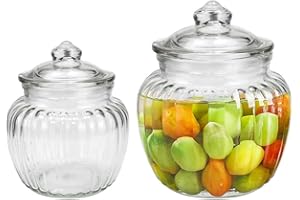 Kleemeiero Bocal en Verre de Fermentation 1250ML/650ML avec Couvercle - Pot pour Kimchi et Stockage