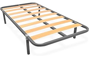 amuéblate online - Somier de Láminas Estructura 30x30mm con Patas, Tubo Acero 30 x 30 mm, Pintura Epoxi Gris, 80x180