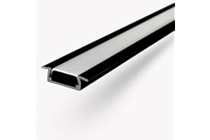Evotrade Conduit encastré pour bandes LED (Max 10 mm) Profil en aluminium avec coque - 2 mètres - Finition au choix + bandes LED (au mètre) (Noir)