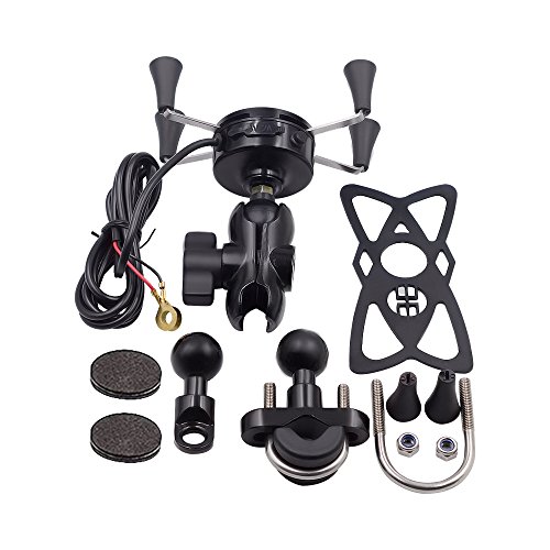 TR Turn Raise Aluminio Moto Soporte de Montaje con 2 1A Cargador USB Toma para Tel  fono M  vil DE 3 5 a 6 Pulgadas  GPS