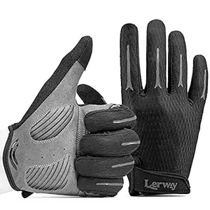 LERWAY Cycling Gloves Bike Gloves for Men/Women Full Finger Biking Gloves Mens MTB Gloves Lightweight Breathable Touchscreen Anti-Skid Bicycle Gloves for MTB Mountain Bike Trek Bike