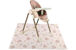 HERCHR Bébé Chaise Haute Tapis,Tapis Protection Sol Enfant, Protection de Sol Portable et Tapis, Tapis de Protection de Sol, Bébé Chaise Haute Tapis Tapis Splat Tapis de Protection de Sol, 110x110cm