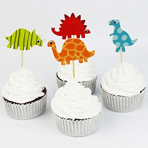 24pcs Dinosaurier Kuchen Dessert Karte Eingeschoben wird zum Geburtstag Kindertag Kinderparty oder Kinder zum Lernen - 2