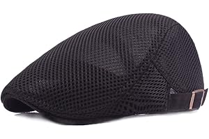 YAMEE Berretto Piatto da Uomo Estivi in Rete,Cappello Flat cap Newsboy Vintage,Berretto da Strillone Estivo Traspirante,Coppola Uomo Estiva (Circonferenza della Testa: 56-60 cm)