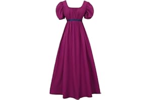 FRIUSATE Green Regency Dress, Renaissance Dress, Regency Dresses for Women Costume with Sash Empire Waist Ruffled Puff Sleeve Long Dress for Parties, Weddings and Gala