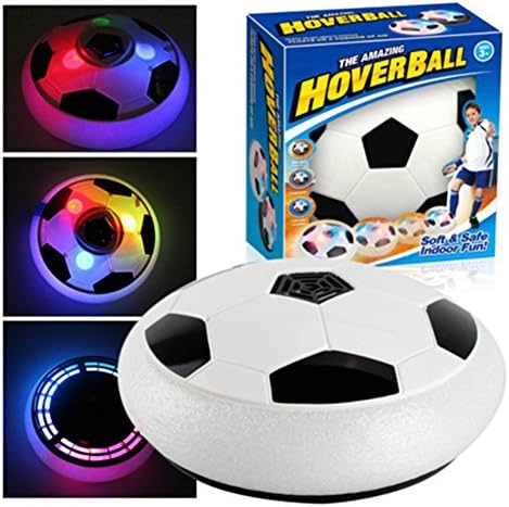 GbaoY Kids Football Games Toys, Air Power Soccer Disc Glide Base Ball Game Training Indoor Outdoor Fun Toys with Soft Foam Bumpers and LED Lights Perfect Parent-child Interactive Toys (Black-M)