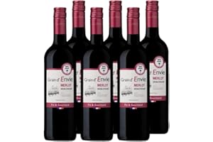 Grain D'Envie - Fruités Merlot Rouge - Sans Alcool Moins De 0.5% Vol - Lot de 6 bouteilles x 75 cl