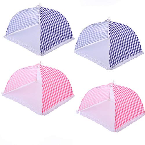 OneMoreT Cloche alimentaire en maille pour pique-nique, barbecue, cuisine Pink Blue(12inch)