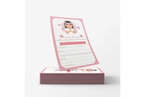 PRINTSERVIS 20 Biglietti Inviti Festa della prima Prima Comunione bimbo/bimba, Grafica a Scelta, personalizzabili con Nome, Data e Luogo (Bimba Cappelli Mori)