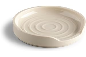 Zeal Circular Spoon Rest, Melamine Utensil Holder Rest, Tea Bag Tidy Dish, Durable Melamine, 12cm (Cream)