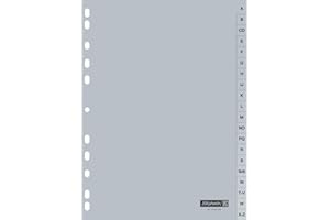 BRUNNEN Baier & Schneider - Divisori alfabetici per raccoglitore ad anelli, in plastica, A-Z, A4, 225 x 297 mm, 20 pz, colore: Grigio