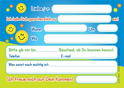 12 Einladungskarten zum Kindergeburtstag oder Schwimmbad-Party Emoji / Pool-Party / schöne und bunte Einladungen - 2