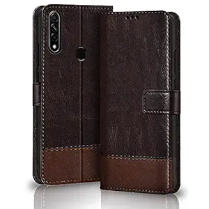 TheGiftKart Dual-Color Leather Finish Oppo A31 Flip Back Cover Case | Inbuilt Stand & Pockets | Wallet Style Flip Cover Case for Oppo A31 (Coffee & Brown)
