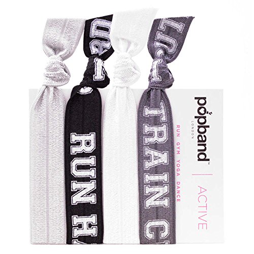 Popband Active Sport Ponytail Holders, Run Hard Train Cute
