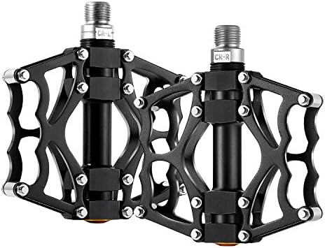Mountain Bike Pedals, 9/16" Aluminum Bike Bicycle Cycling MTB Road Bike Pedals CNC Machined 3 Ultral bearings (Set of 2)
