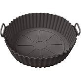 Lirazon Airfryer Silikon Pişirme Kabı, Yuvarlak Hava Frit&ouml;z&uuml; Aksesuarı, T&uuml;m Airfryerlara Uyumlu Yıkanabilir Leke Tutmaz Esnek