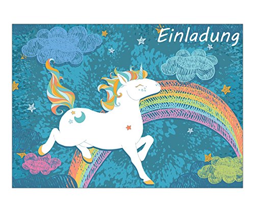 15 Einladungskarten Kindergeburtstag: Einhorn / unicorn Geburtstagseinladungen Einladungen Geburtstag Kinder Mädchen - 2