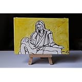 Michelangelos römische Pietà-Malerei auf Karton Leinwand handgefertigt , cm10x15cm Größe.MADE IN ITALY Lucca, Zertifikat.