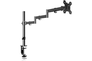 PHOLITEN Support Ecran PC, Bras Ecran PC pour Écran LCD/LED 13-32 Pouces, VESA 75mm et 100mm Poids Max 8KG, Bras Articulé écran PC, Pivotement 180° Rotation 360° Longueur Totale des Trois Bras 71cm - MD9431
