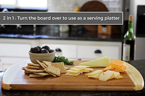 Extragrosses Bio Bambus Schneidebrett mit Rille – Erstklassiges Tranchierbrett für die Küche - 5