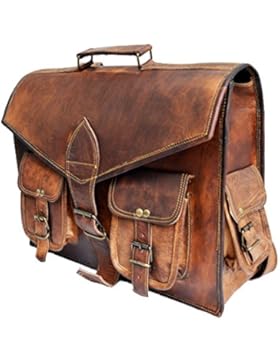 38,1cm echtes Distressed Leder Vintage Laptop Rucksack Schulter Messenger-Tasche Cabrio Aktentasche