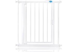 Bettacare Barrière d'escalier à fermeture automatique avec extensions, blanc, 75 cm – 82 cm (la couleur de la poignée peut varier)