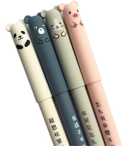 Uitwisbare gelpen, schattige cartoon dier rollerball gel inktpennen, 4 Uitwisbare gelpen, schattige cartoon dier rollerball gel inktpennen, 4