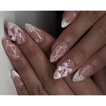Press-on Nails Kurz, Mandelförmig – Schwarz French Mit Diamant & Blumen, 24 Teile In 10 Größen, Inkl. Nagelkleber