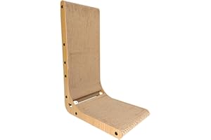 Heikoeco® Kratzbrett Katzen, kratzpappe 60 cm hohe L förmige Kratzpappe für Katzen 39 * 26 * 60cm,widerstandsfähig Katzenkratzbrett mit Ballspielzeug (Holzmaserung)