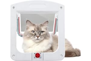HELWEET Gatera para Gatos, Puerta para Gato, Puerta para Mascotas, Adecuado para Puertas, Ventanas y Paredes Interiores y Exteriores, Fácil de Instalar, para Gatos y Perros Pequeños, Blanco, 20x24cm