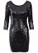 Sequin Long Sleeve Bodycon Party Mini Dress Black Size 10