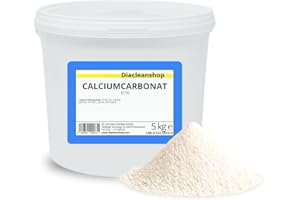DIACLEANSHOP Pulver, Calciumcarbonat 5kg in Lebensmittelqualität - E170-100% natürlicher Ursprung - CaCO3-5000g - Kalk - Kreide - Kreidefarbe – Rasenkalk – Kalzium