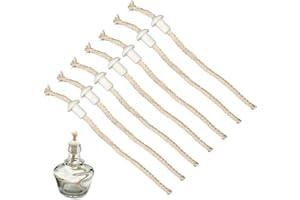 BAQI 7 piezas de mechas de lámparas de aceite con soportes de cerámica, mecha de repuesto de algodón resistente al calor para lámpara de alcohol, lámpara de aceite de queroseno, vela de jardín