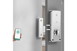 JAYRUIT Verrous de porte invisibles pour Tuya Smart en bois avec application de cartes pour Tuya pour protection intérieure contre les cambrioleurs pour (tuya Lock argenté)