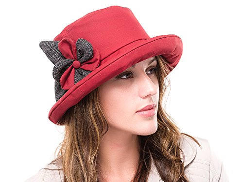 Ladies Maroon Red Waterproof Wax Casual Outdoor Hat Emily