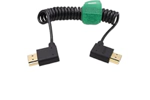 HangTon Kabel HDMI 4K 60p 8K, cienko owinięty, do Atomos, Shinobi Ninja V, Portkeys BM5, Feelworld, Blackmagic, monitora, Z CAM, Sony A7IV, Canona, Nikona, kamery, typ A HDMI 2.1, prawy, lewy kąt