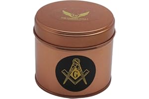 THE LUXURY VAULT Gold Freemason Pocket Watch and Chain in Metal Case Masonic Gifts