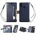Produktbild KANTAS Brieftasche Flip Case Geldbörse mit 9 Kartenfächer PU Leder Handyhülle, Huawei P20 Lite Taschenhülle Wallet Ledertasche mit Magnet Standfunktion Geldbeutel Schutzhülle mat Handseil, Navy Blau