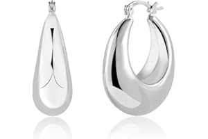 BOUTIQUELOVIN ALEXCRAFT Boucles d'oreilles Créoles Épaisses 14K Or Argent 925 Plaqué Chunky Creoles Cadeau Bijoux Femme