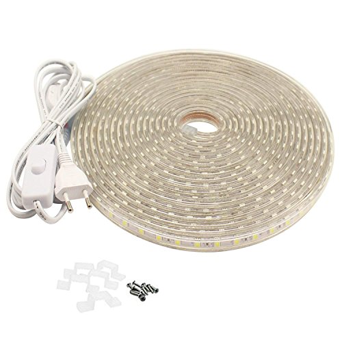 15M Led Streifen mit Schalter, 5050 IP65 15M Led Band, 220V, Warmweiß