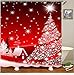 Produktbild uphold Awake Weihnachten Glücklich Hochzeit Schnee Schnee Szene wasserdichte Bad Vorhang Bad Schimmelfesten Hotel Dusche Vorhang 165x180CM Weihnachtsdekoration Schneeflocke rot dekoriert RS003