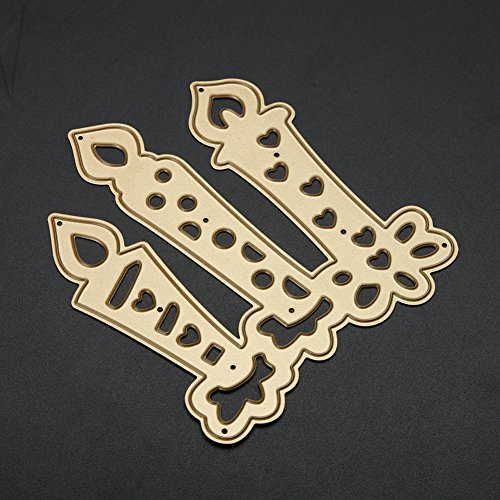 Amazingdeal365 3PCS Kerz Metall Form Stanzschablonen Schablonen Schneiden DIY Dekor Sammelalbum Karten Buchzeichen Lesezeichen als Geschenk für Freunde Geburtstag Kinder,Kindergarten Hobby Schule Handarbeit Unterricht usw. Ein tolles Geschenk! - 5