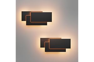 Klighten 2PCS Aplique de pared Lámpara Moderno LED 24W Lámpara para Decoración del Hogar Pared Dormitorio Pasillo Entrada Blanco cálido 2700~3200K, Negro