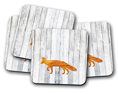 Silver Kangaroo Fox Drinks Coasters - set of 4 drinks mats ideal new home present or housewarming gift
