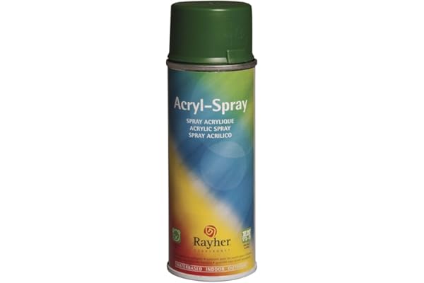 Rayher Hobby Spray peinture acrylique mat, vert sapin, 0,55 x 0,55 x 1,7 cm, 200 ml, DIN EN71-3, base aqueuse, séchage rapide, multiples surfaces, intérieur, extérieur, décoration, rénovation-34145444