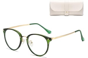 Cleoxyge Blaulichtfilter Brille Ohne Sehstärke für Damen-Herren,Metallrahmen Anti Blaulicht UV400-Schutz PC Gaming Mit Brillenetuis und Brillenputztuch Fake Brille